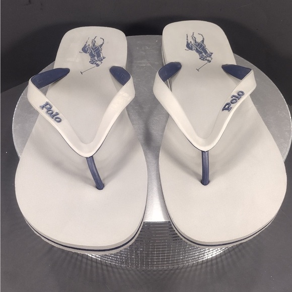 Polo White and Blue Flip Flops size 13/14 pre owned Exellent condition - Picture 1 of 7